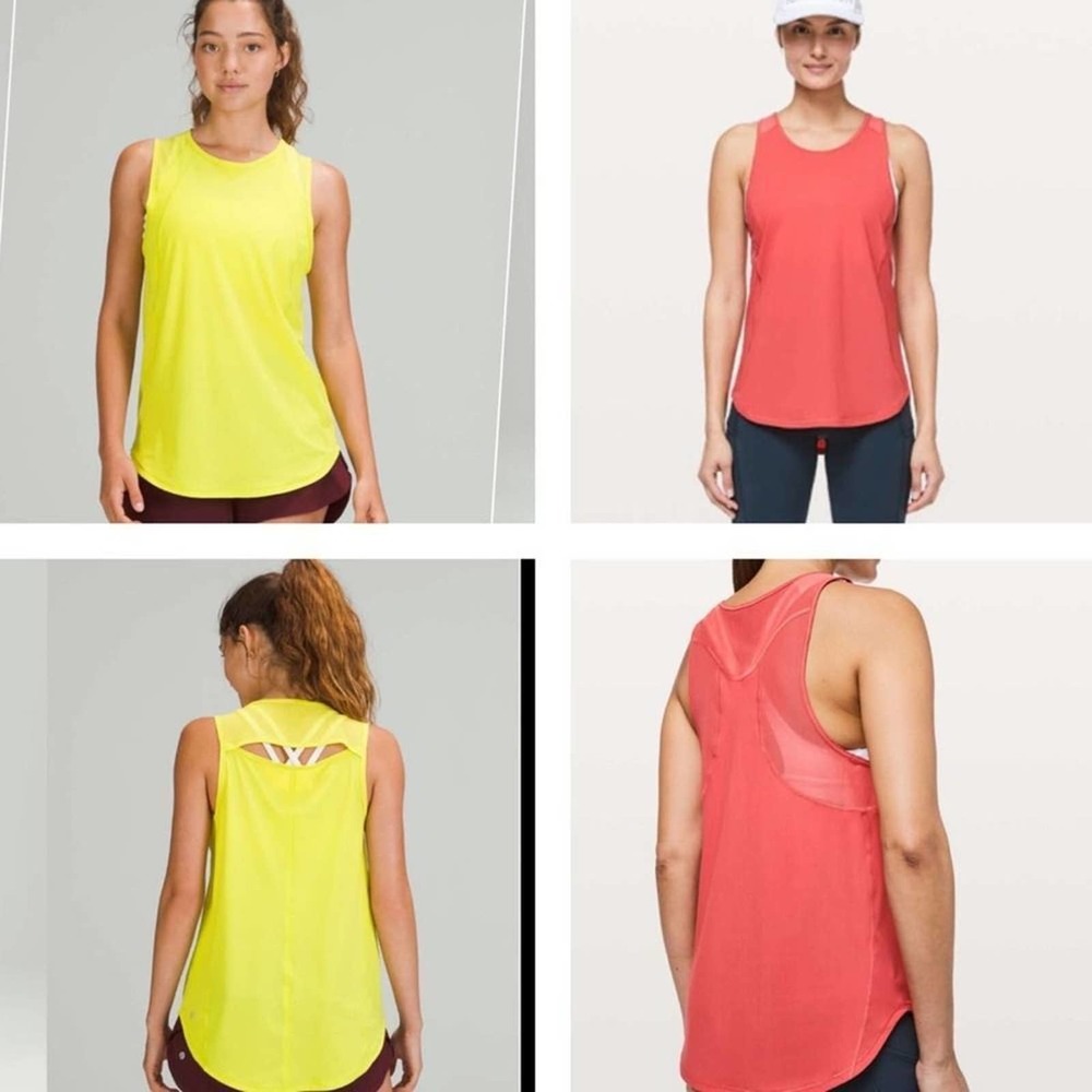 LULULEMON Poppy coral sculpt tank & serpentine yellow sculpt tanks Size 2